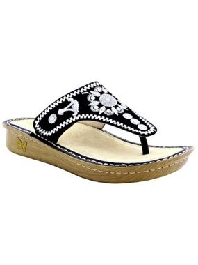 Alegria Vanessa Mandala Black Suede and Embroidery Comfort Sandal size EU 41